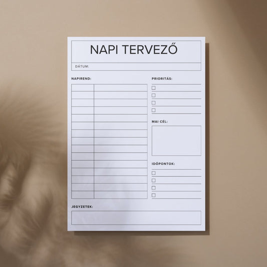 Letisztult napi tervező Frontális