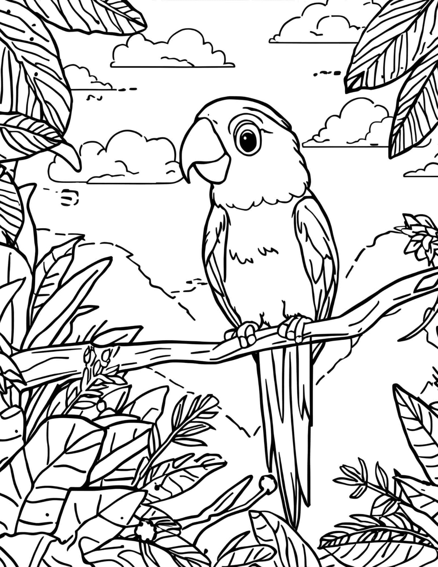 Állatos részletes háttérrel színező gyerekeknek Frontális