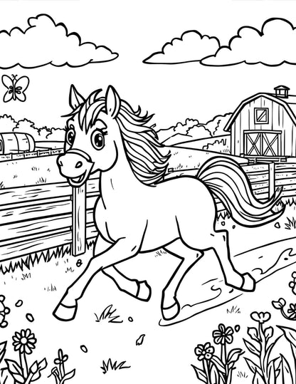 Állatos részletes háttérrel színező gyerekeknek Frontális