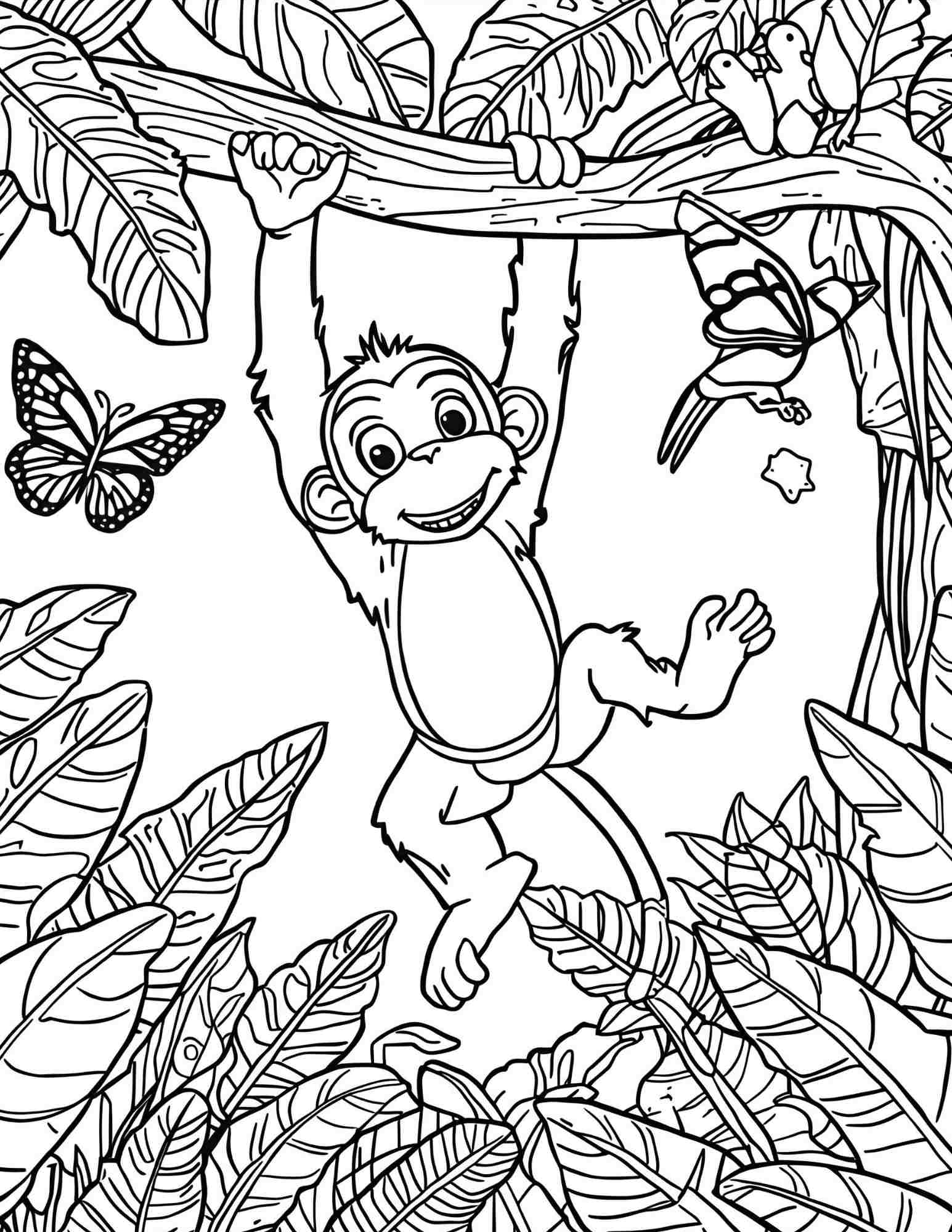 Állatos részletes háttérrel színező gyerekeknek Frontális