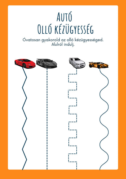 Autós olló kézügyesség óvódásoknak Frontális