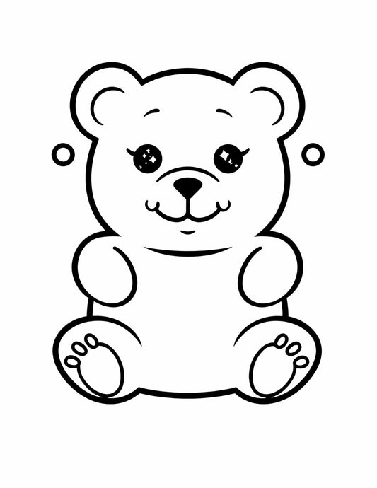 Cuki édességek és cicák színező gyerekeknek Frontális