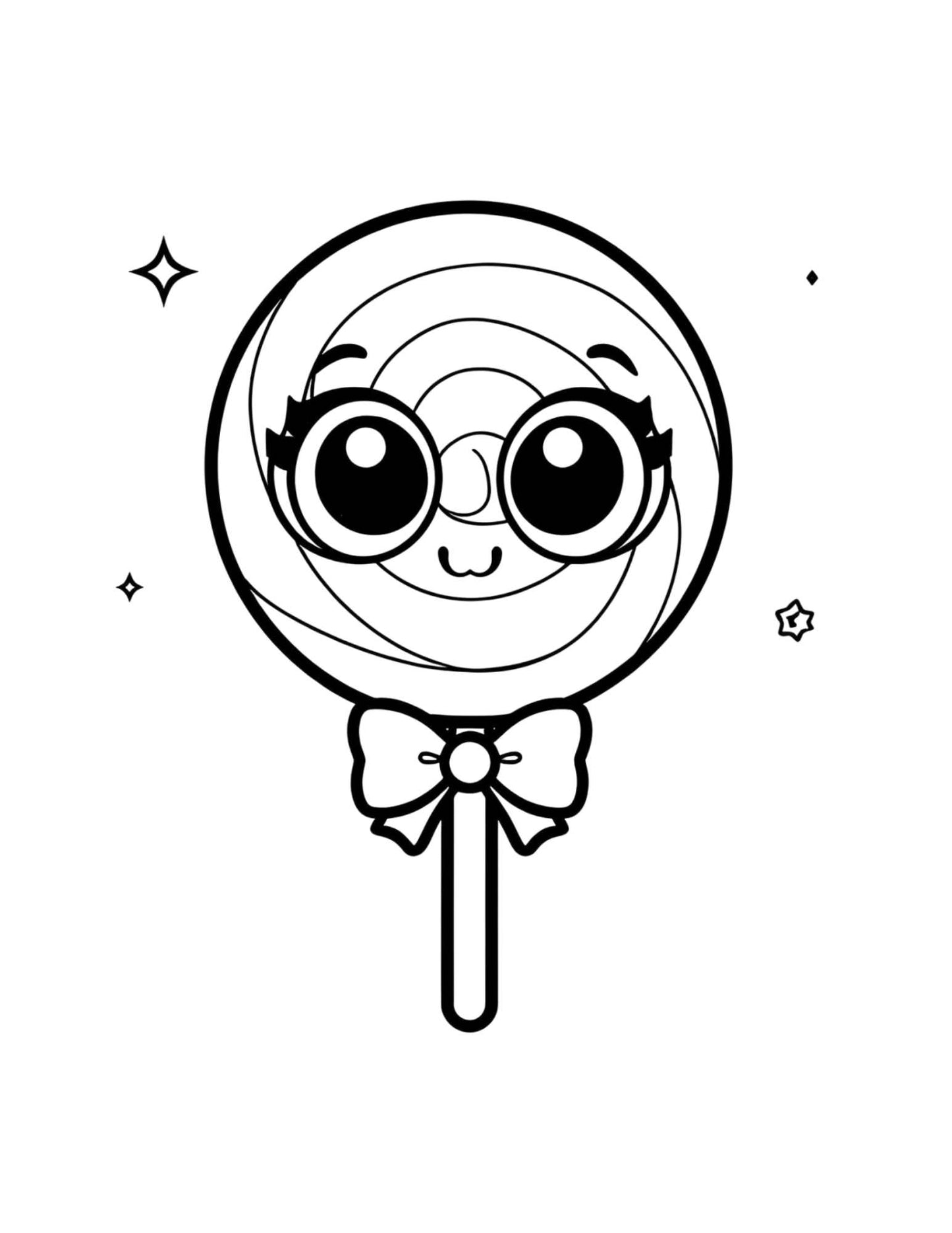 Cuki édességek és cicák színező gyerekeknek Frontális