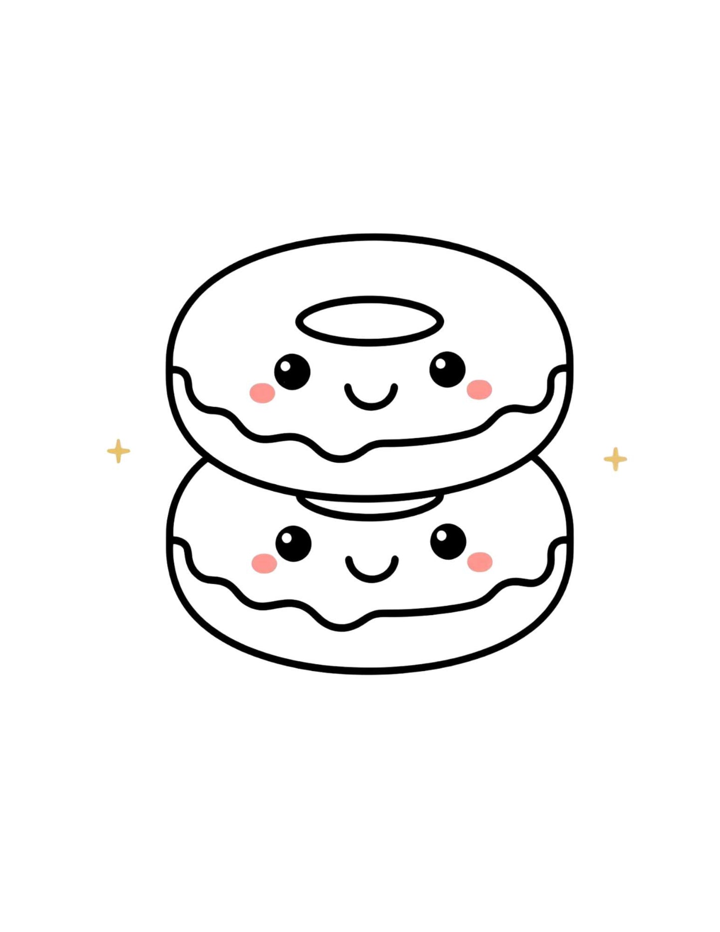 Cuki édességek és cicák színező gyerekeknek Frontális