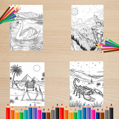 Felnőtteknek állatos részletes hátérrel színező Frontális