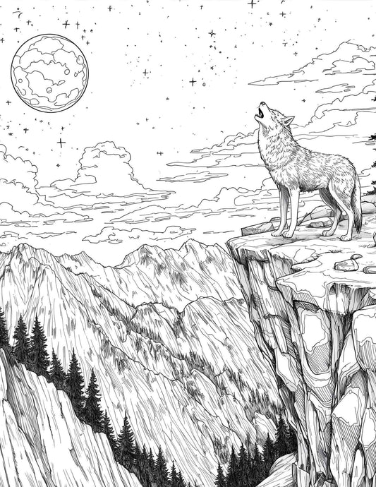 Felnőtteknek állatos részletes hátérrel színező Frontális