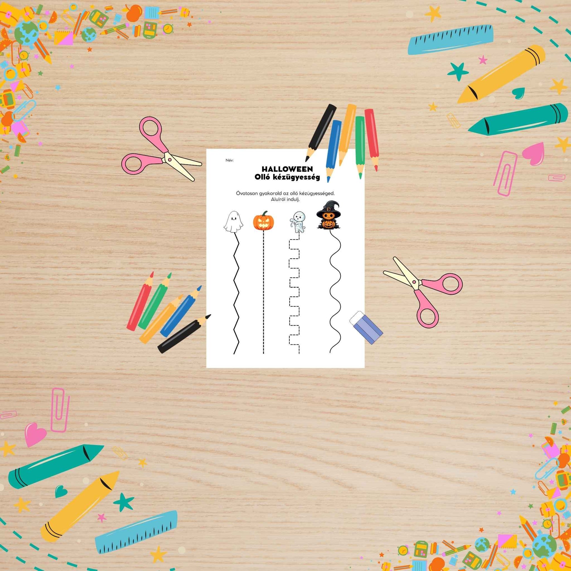 Halloween olló kézügyesség óvódásoknak Frontális