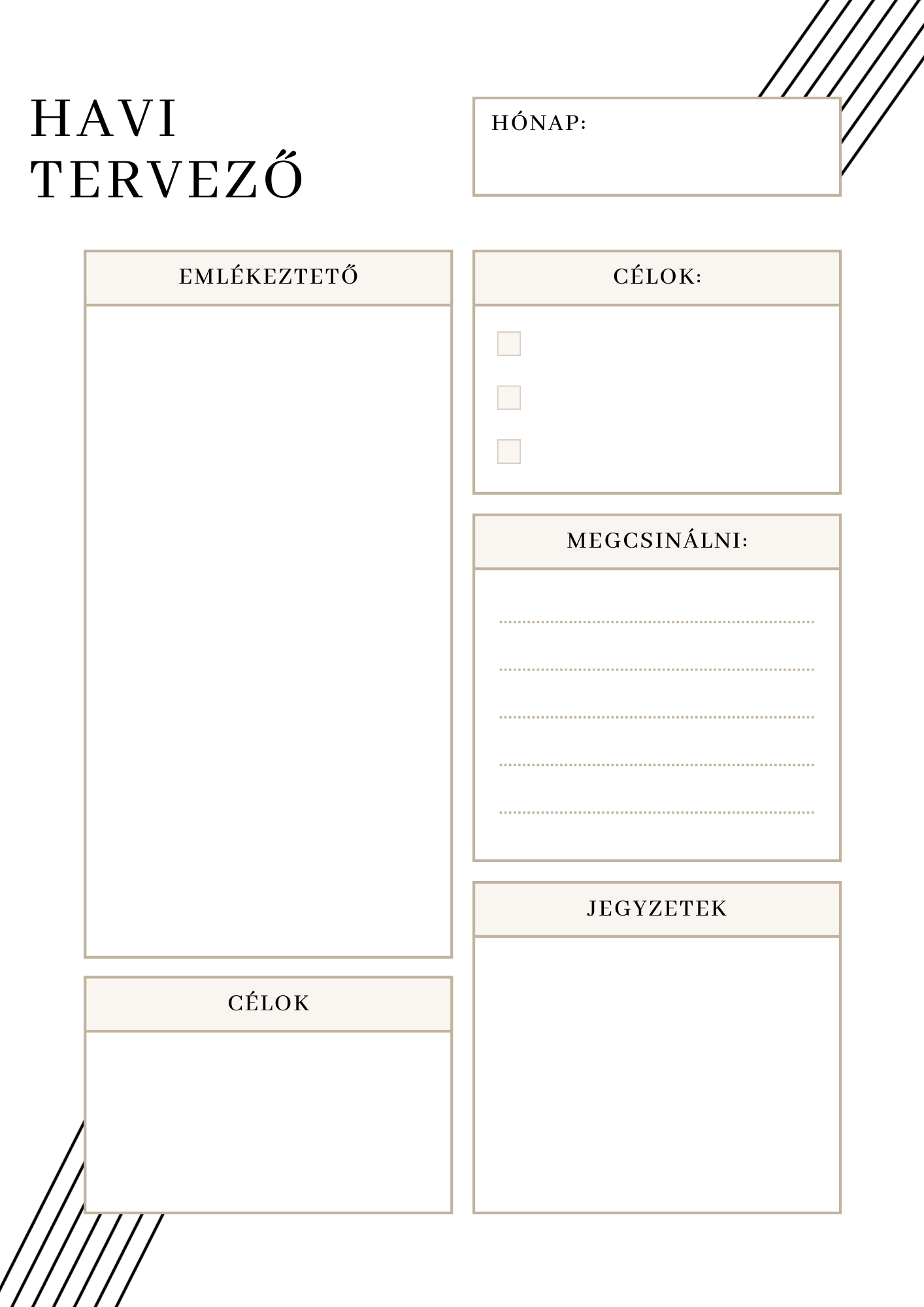 Letisztult havi tervező