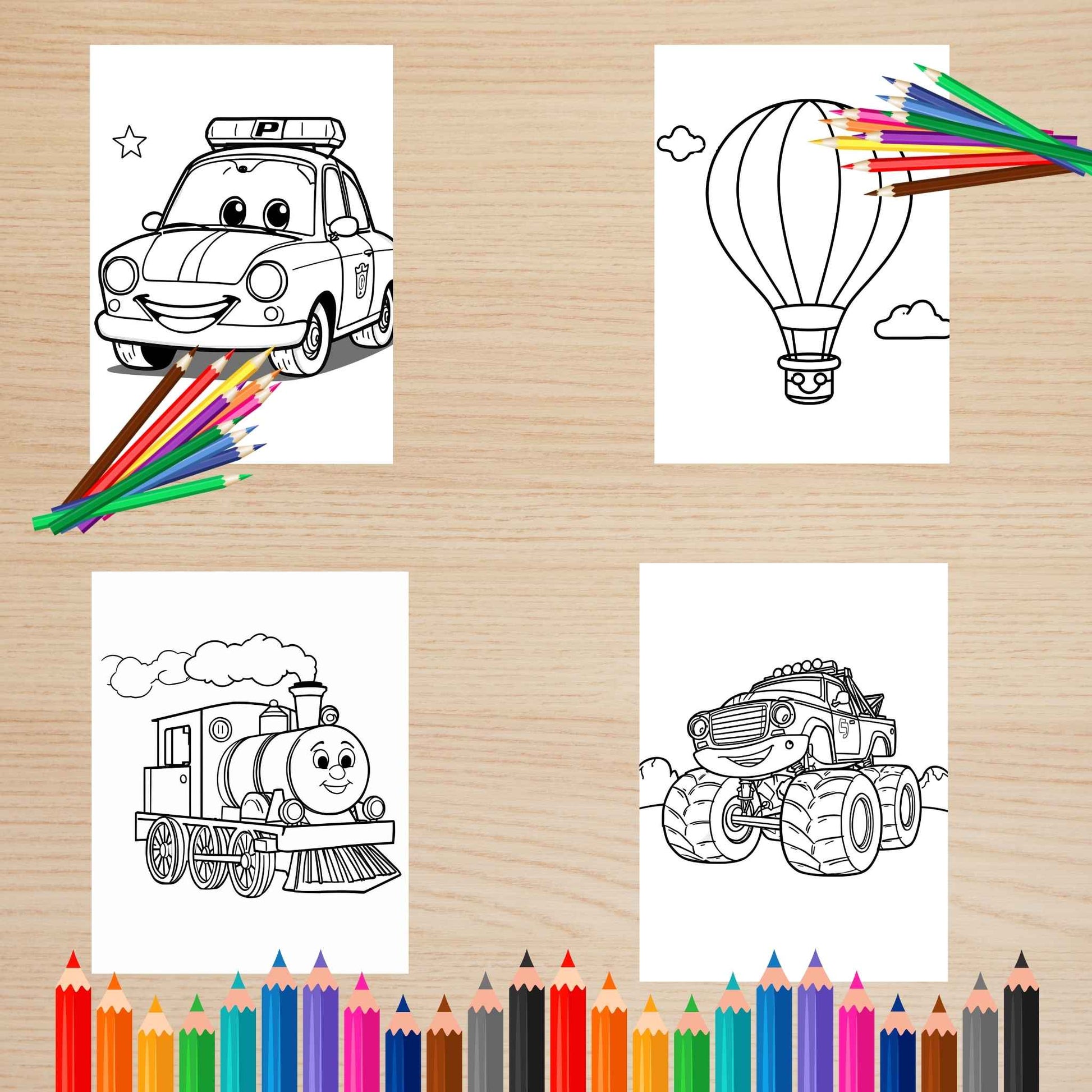 Járművek színező gyerekeknek Frontális