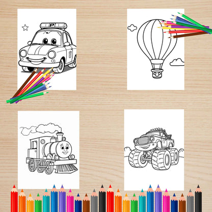Járművek színező gyerekeknek Frontális