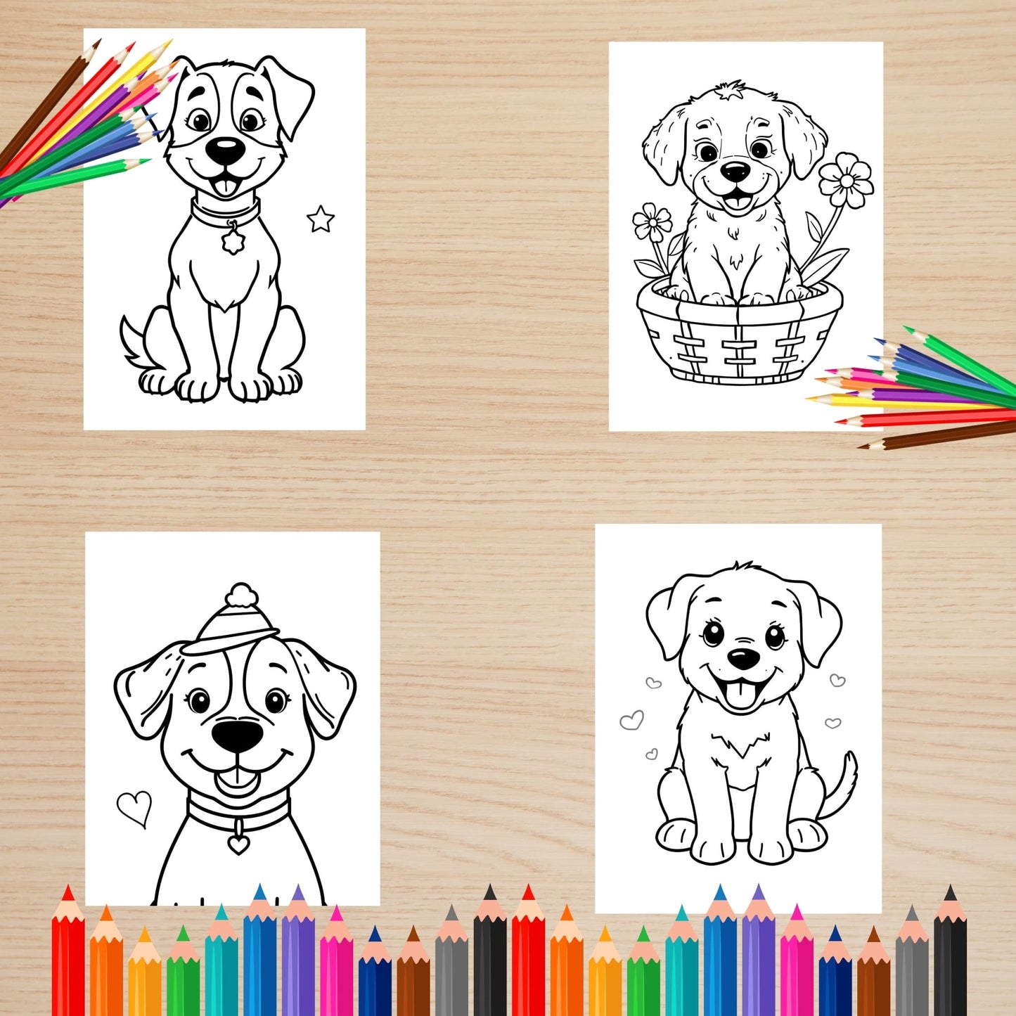 Kutyás színező bemutató gyerekeknek Frontális