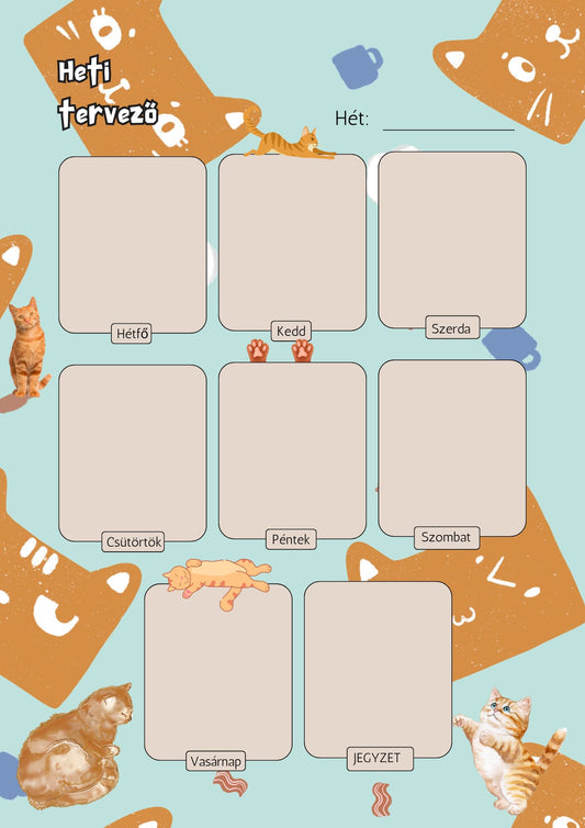 Macskás heti tervező
