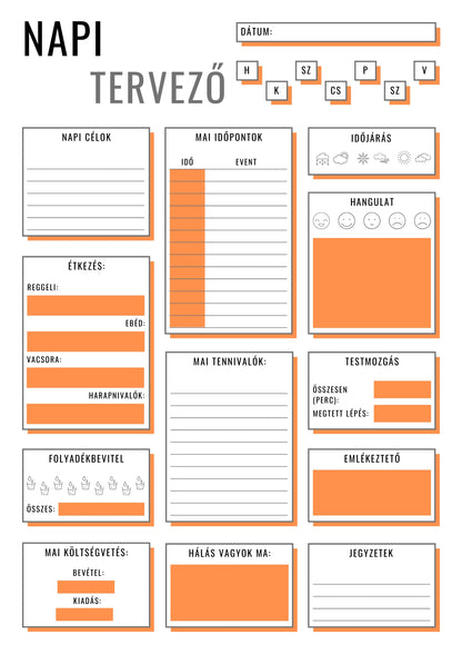 Napi tervező frontális
