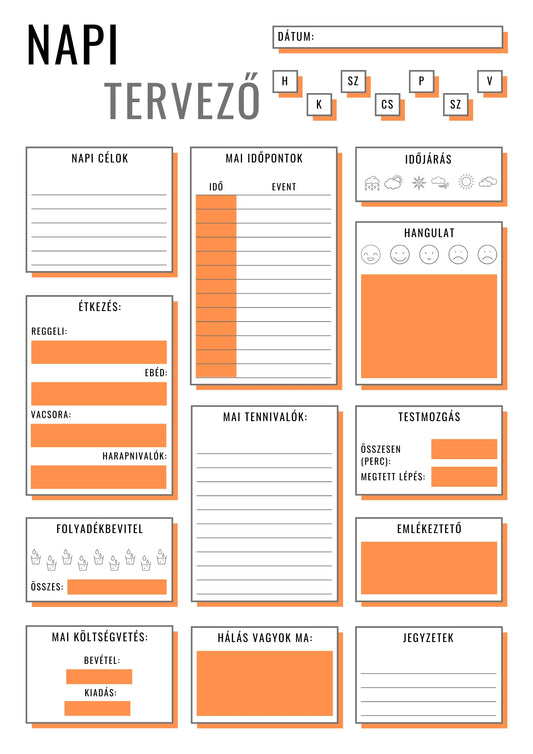 Napi tervező frontális