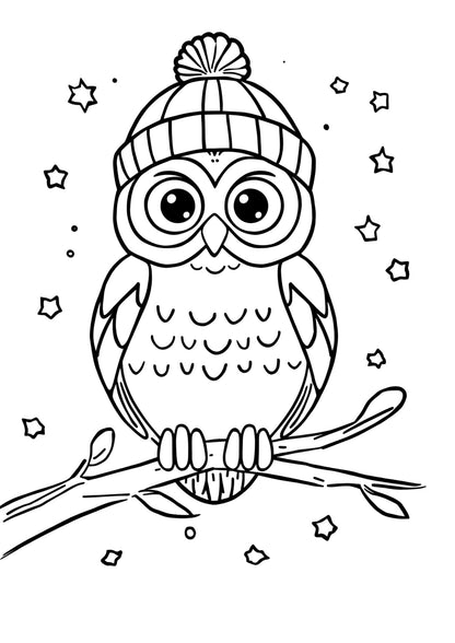 Téli színező gyerekeknek bagoly frontális