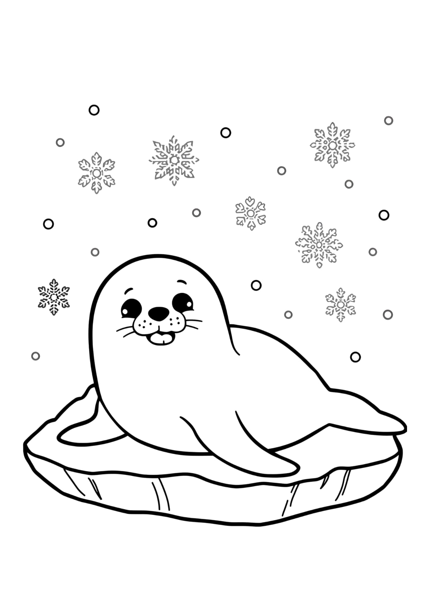 Téli színező gyerekeknek fóka frontális