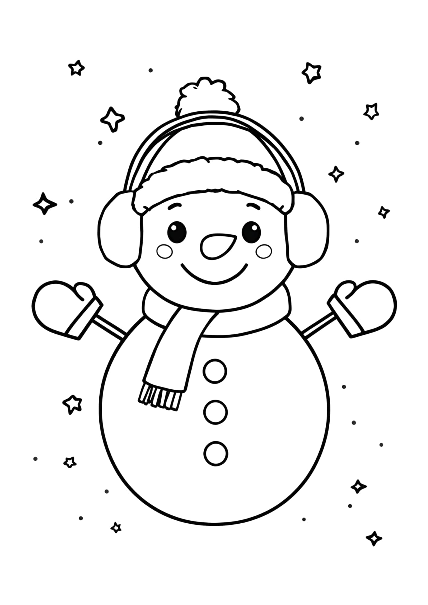 Téli színező gyerekeknek hóember frontális