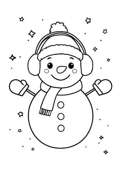 Téli színező gyerekeknek hóember frontális