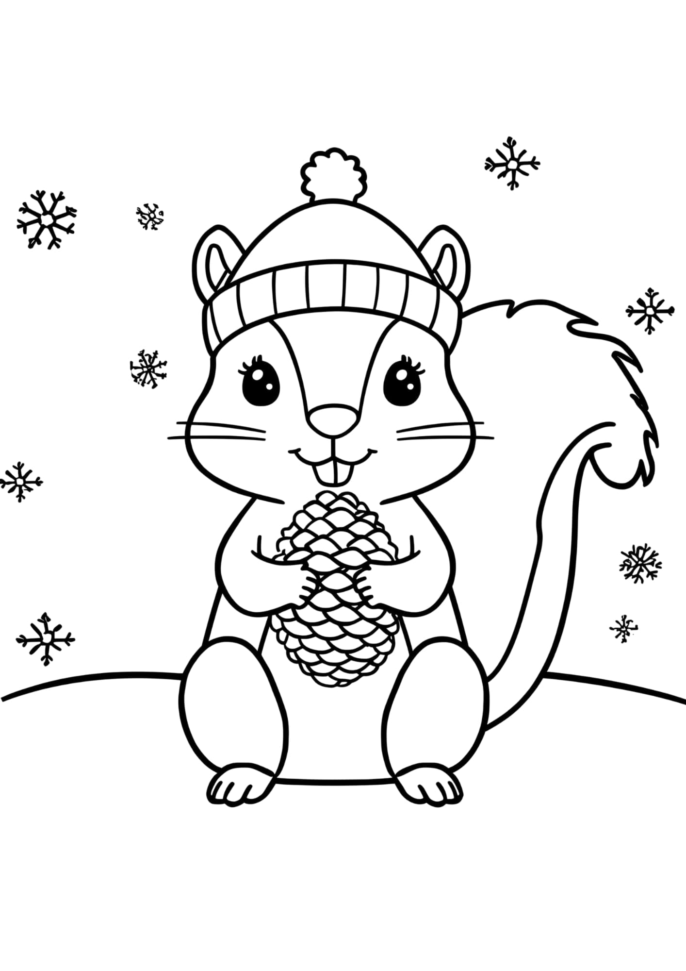 Téli színező gyerekeknek mókus frontális