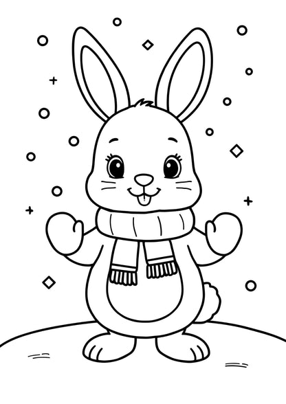 Téli színező gyerekeknek nyuszi frontális