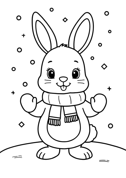 Téli színező gyerekeknek nyuszi frontális