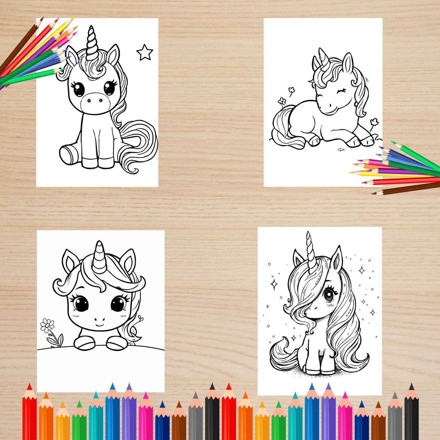 Unikornisos színező gyerekeknek Frontális
