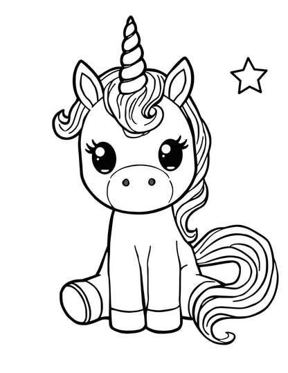 Unikornisos színező gyerekeknek Frontális