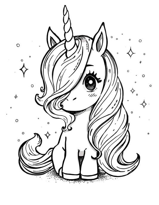 Unikornisos színező gyerekeknek Frontális
