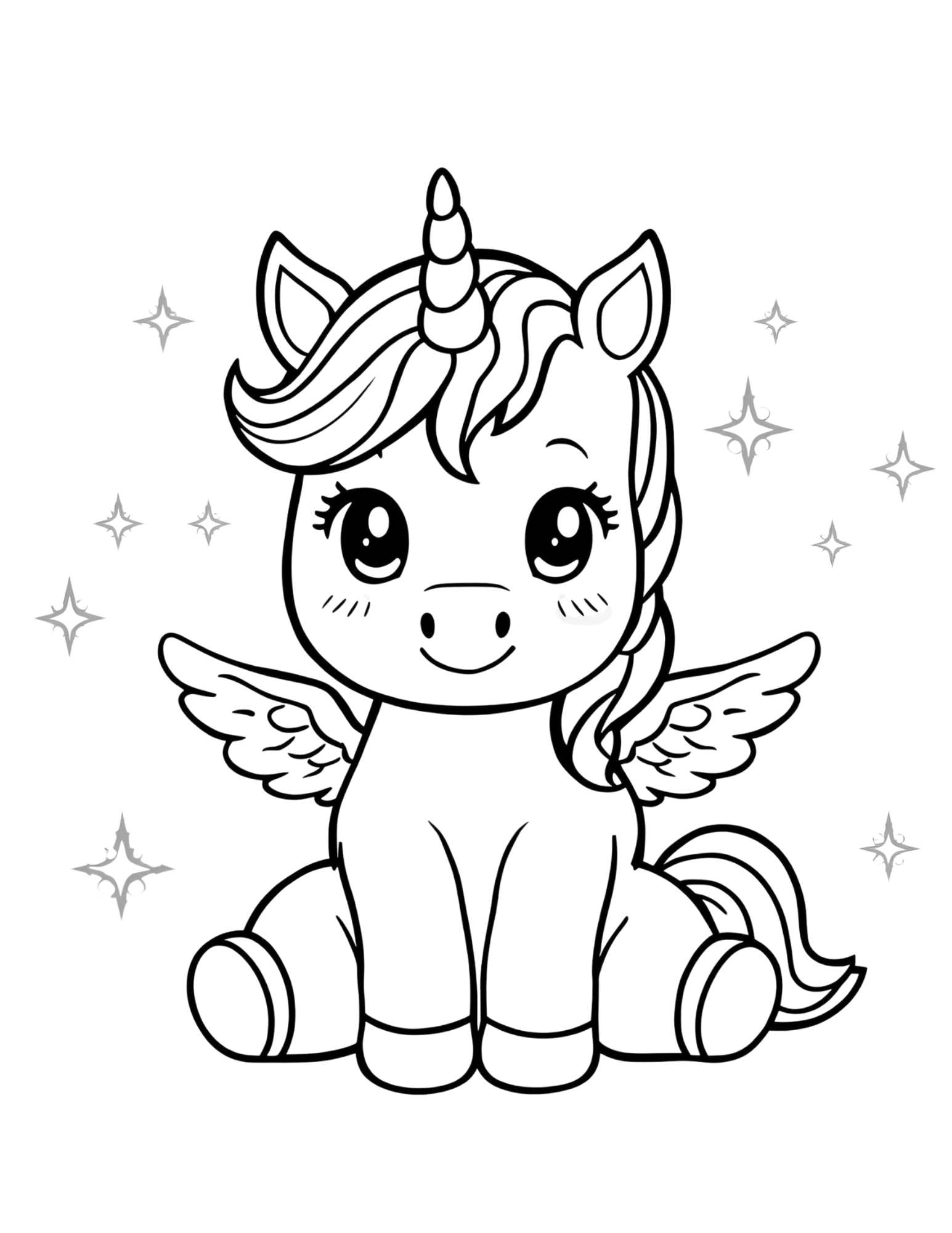 Unikornisos színező gyerekeknek Frontális