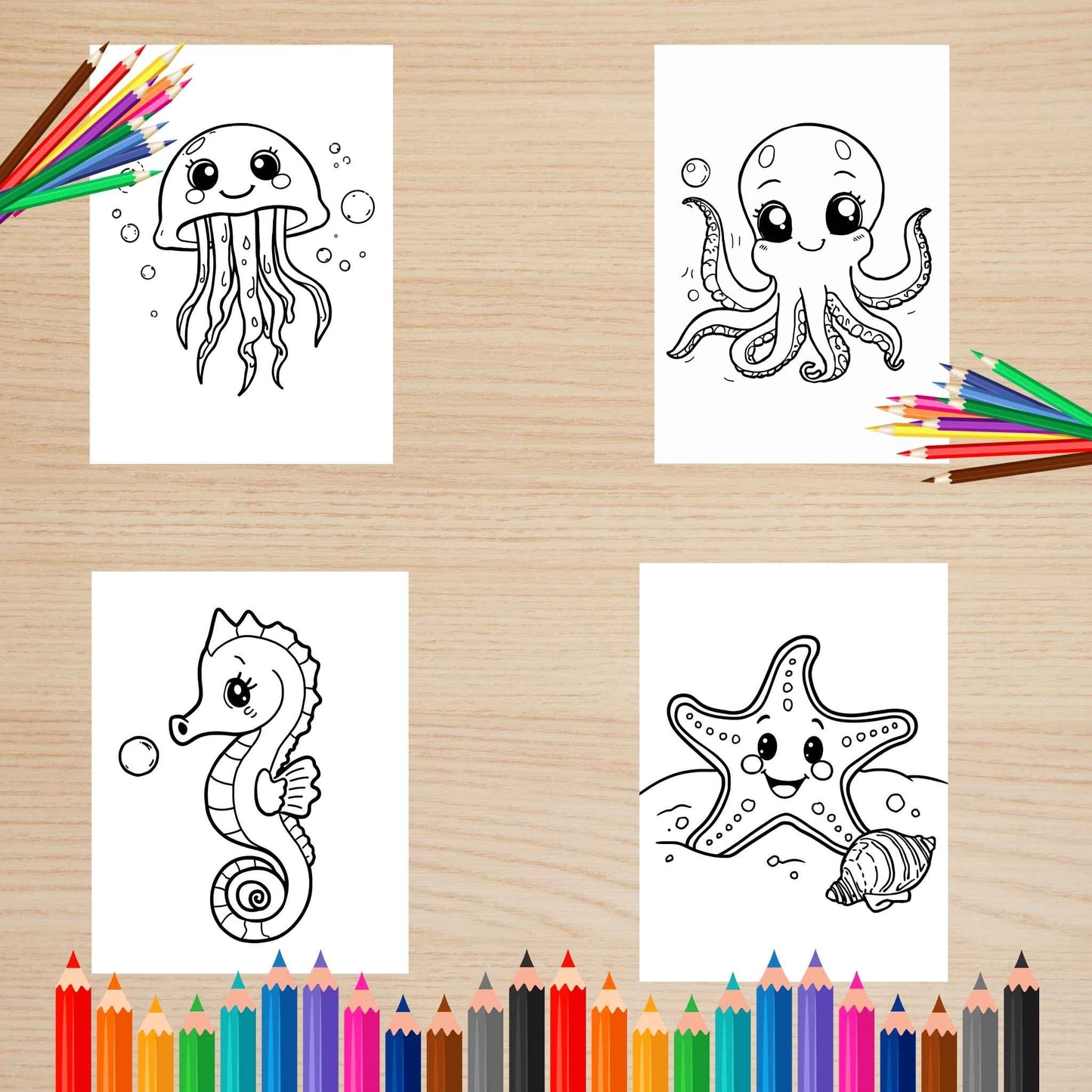 Vízi állatok színező gyerekeknek Frontális