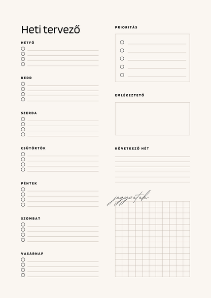 Letisztult heti tervező